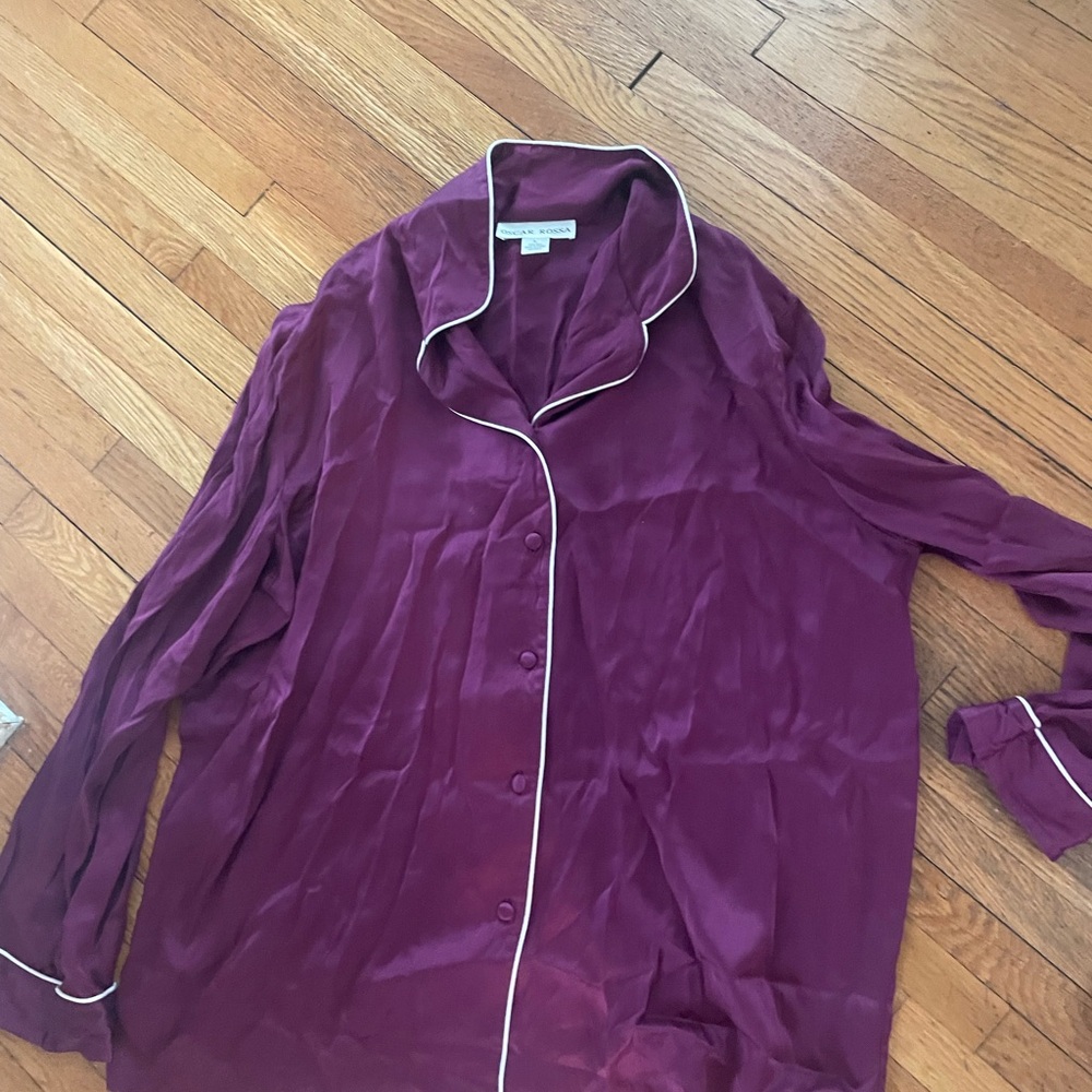 100% purple silk pajama set